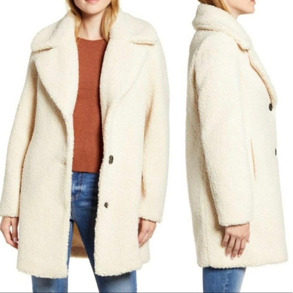 Sam Edelman Faux Shearling Teddy Coat BEIGE NWT